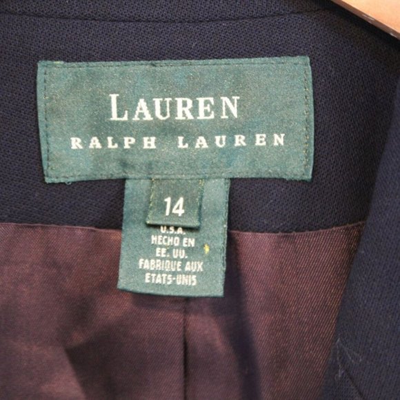 Lauren Ralph Lauren Wool Double Breasted Blazer Suit Jacket Navy Size 14 H11870 - Picture 2 of 9